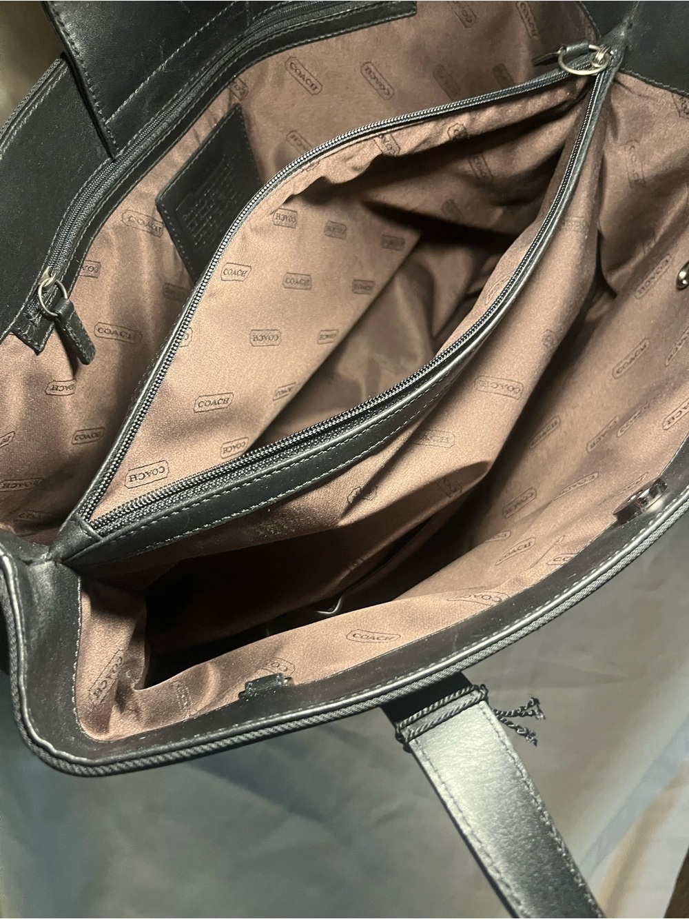 COACH Auth. | Large Black Tote with Leather Straps - Picture 10 of 15
